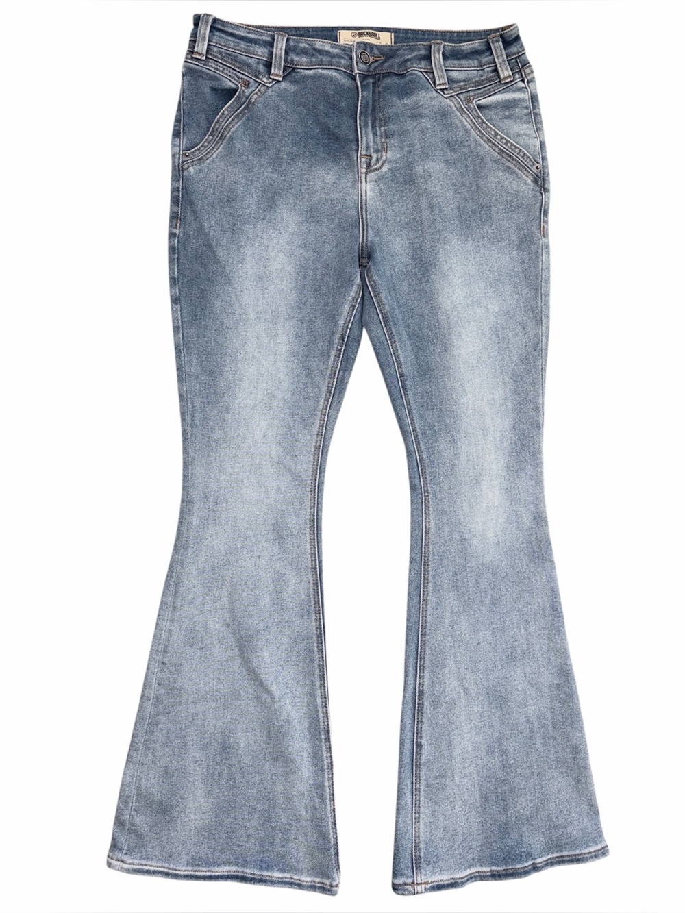 Rock & Roll Denim High Rise Flare Jeans W34 L34 Blue Stretch Western